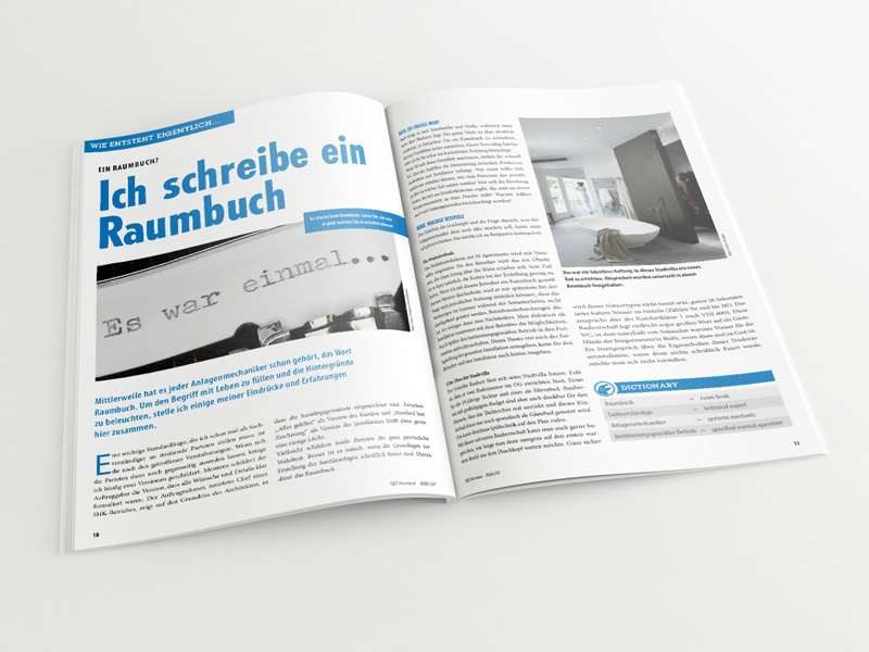 Broschüre mit aufgeschlagenem Artikel „Ich schreibe ein Raumbuch“